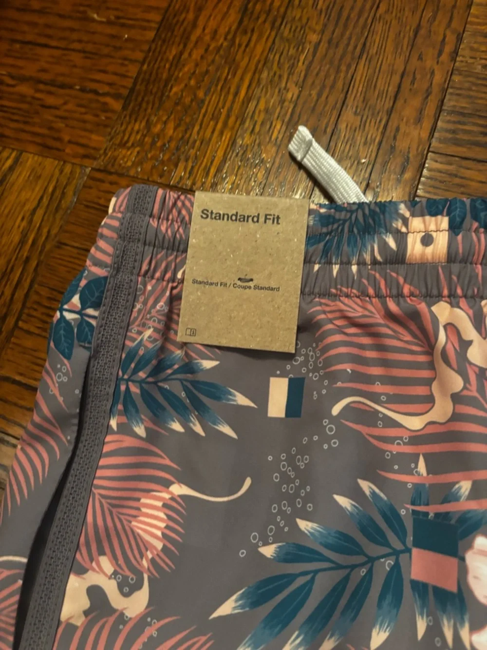 Nike Gray Floral Swim Shorts with Teal and Coral Accents - Picture 3 of 6